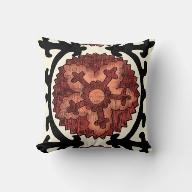 Suzani Style Decorative Floral Pattern Cushion (Front)