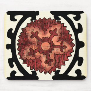 Suzani Style Decorative Floral Pattern Mouse Pad