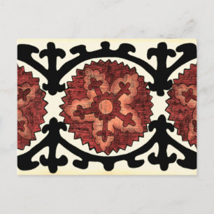 Suzani Style Decorative Floral Pattern Postcard