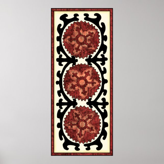 Suzani Style Decorative Floral Pattern Poster (Front)