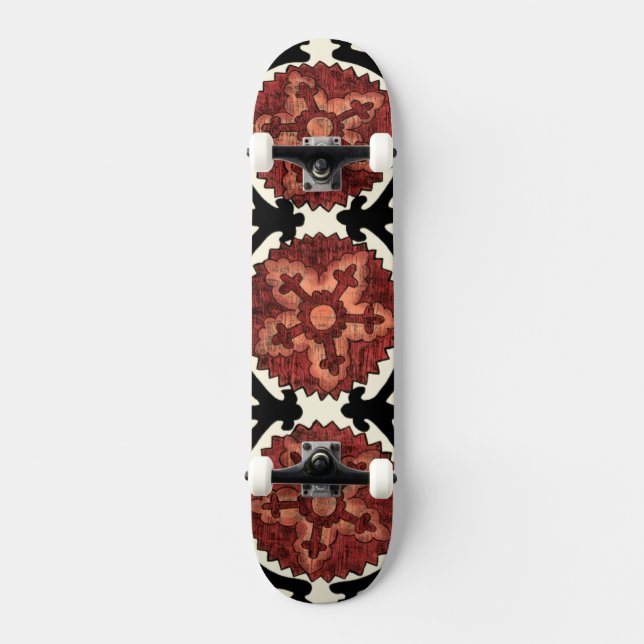 Suzani Style Decorative Floral Pattern Skateboard (Front)