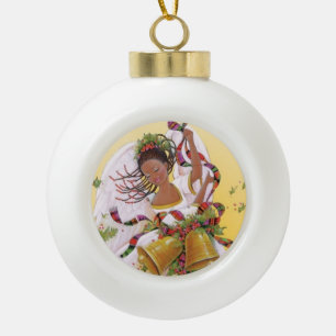 SUZANNE ELIZABETH CHRISTMAS COLLECTION CERAMIC BALL CHRISTMAS ORNAMENT