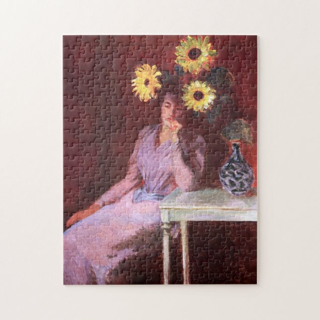 Suzanne Hoschedé with Sunflowers Monet Fine Art Jigsaw Puzzle (Vertical)