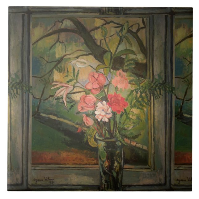 Suzanne Valadon Flowers in Front of a Window Ceramic Tile (Front)