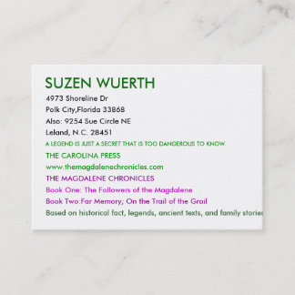 SUZEN WUERTH, 4973 Shoreline Dr, Polk City,Flor... Business Card