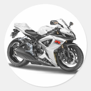 Suzuki GSX-R600m White Bike Classic Round Sticker