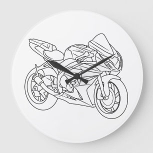 Suzuki GSX-R Line art Large Clock
