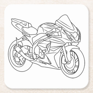 Suzuki GSX-R Line art Square Paper Coaster