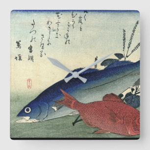 Suzuki & Kimmedai - Hiroshige's Japanese Fish Square Wall Clock