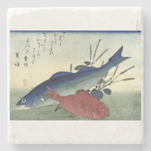 Suzuki & Kimmedai - Hiroshige's Japanese Fish Stone Coaster