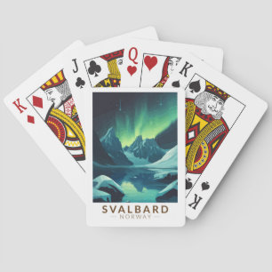 Svalbard Norway Northern Lights Travel Art Vintage Playing Cards