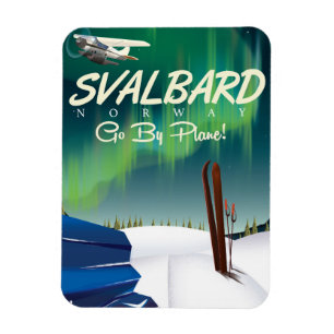 svalbard Norway Northern lights travel poster Magnet