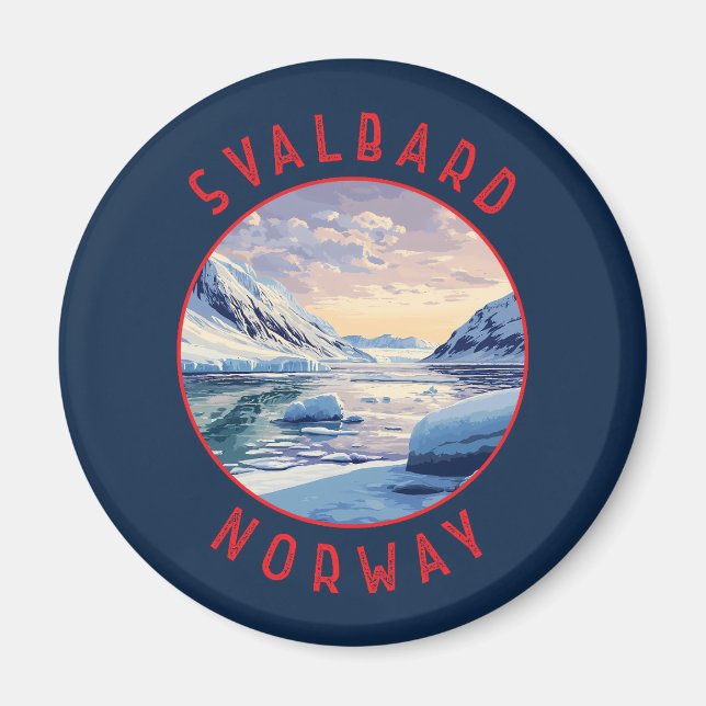 Svalbard Norway Retro Distressed Circle Magnet (Front)