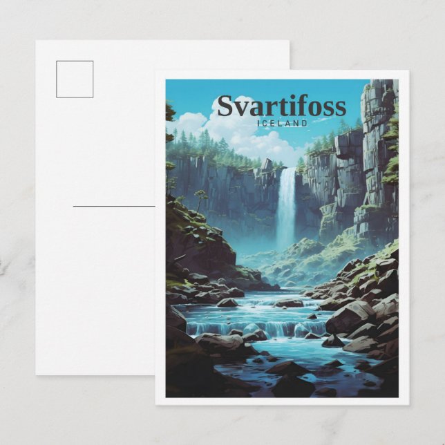 Svartifoss Iceland Art Vintage Travel  Postcard (Front/Back)