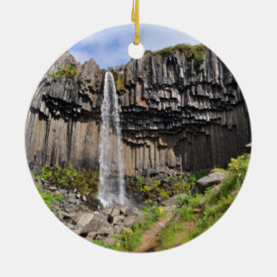Svartifoss waterfall, Iceland Ceramic Tree Decoration
