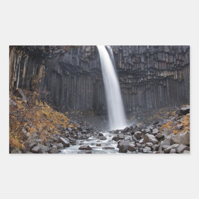 Svartifoss waterfall in Iceland rectangle sticker (Front)