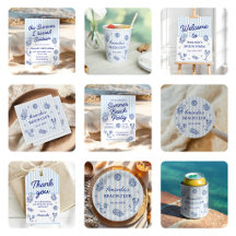 Blue Stripe Summer Beach Adult Birthday