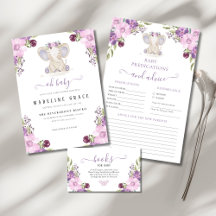 Purple Elephant Baby Girl Baby Shower