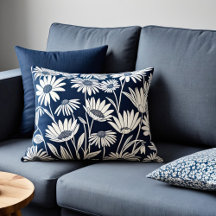 Block print-style Floral Throw Pillows