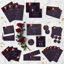 Moody Burgundy Floral Gold Wedding Suite 