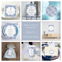 Blue Toile Flower Baptism Collection