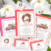 Red Truck Snow Globe Merry Little Baby Shower