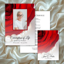 Red Rose Flower and Pearls Funeral Memorial