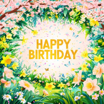 mixed floral happy birthday cards
