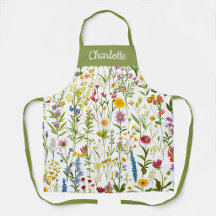 Wildflower Monogram Name Apron