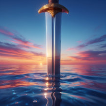 Excalibur's Reflection - Fantasy Sword at Sunset A