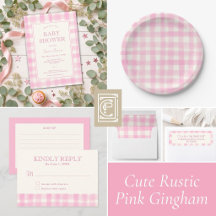 Cute Pink Gingham Baby Shower Party