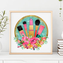 Makeup Brushes Flowers Watercolor for Beauty Pros