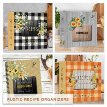Rustic country chic farmhouse recipe organizers