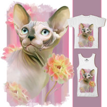 Sphynx Cat in flowers.