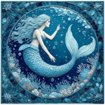 Aquamarine Life Ocean Marble Mosaic Luminous Tiles