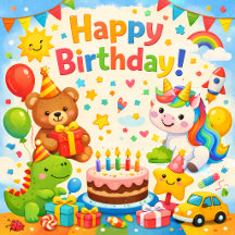 Happy Birthday Kids Colorful Party Collection