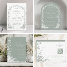 Sage Green Botanical Arch Garden Wedding Suite