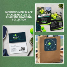 Modern Simple Black Neon Pickleball Club