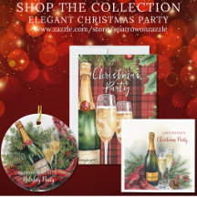 Elegant Christmas Party Invitation and Supplies