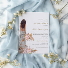 Elegant Rose Pampas Grass Dress Quinceanera