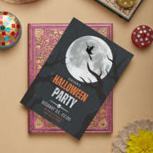 Black and Orange Halloween Full Moon