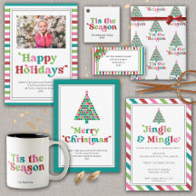 Retro Bright Colorful Whimsical Christmas