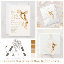 Golden Watercolor Bow Baby Shower
