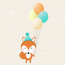 Woodland Fox with Balloons