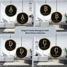 Elegant Family Monogram Gold Wind Chime