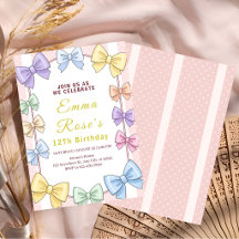 Elegant Pastel Bow Party Invitation
