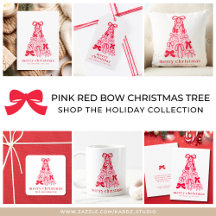 Modern Holiday Pink & Red Bows Christmas Tree