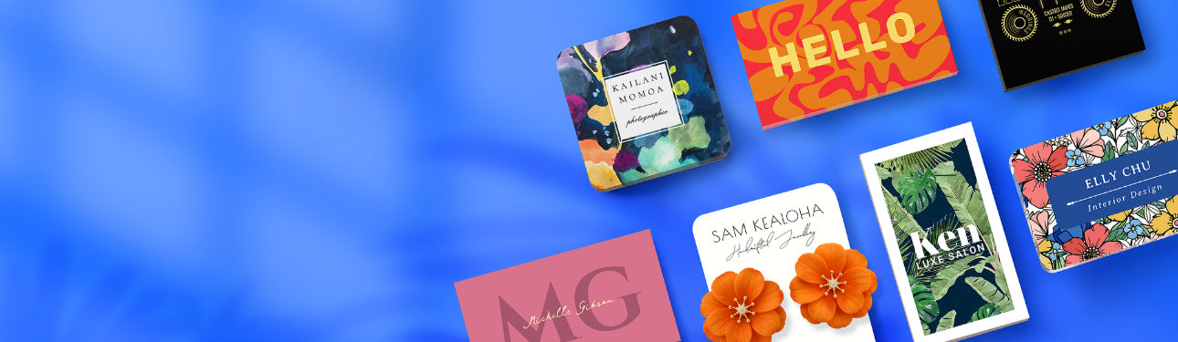 A selection of bold, colorful, and summer-ready business cards to suit all your needs.