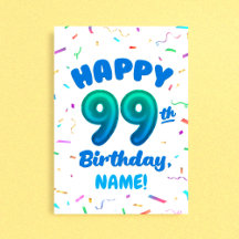 Balloon Numbers Birthday Card, Age 90-100