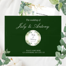 Botanical green leaves modern style for wedding